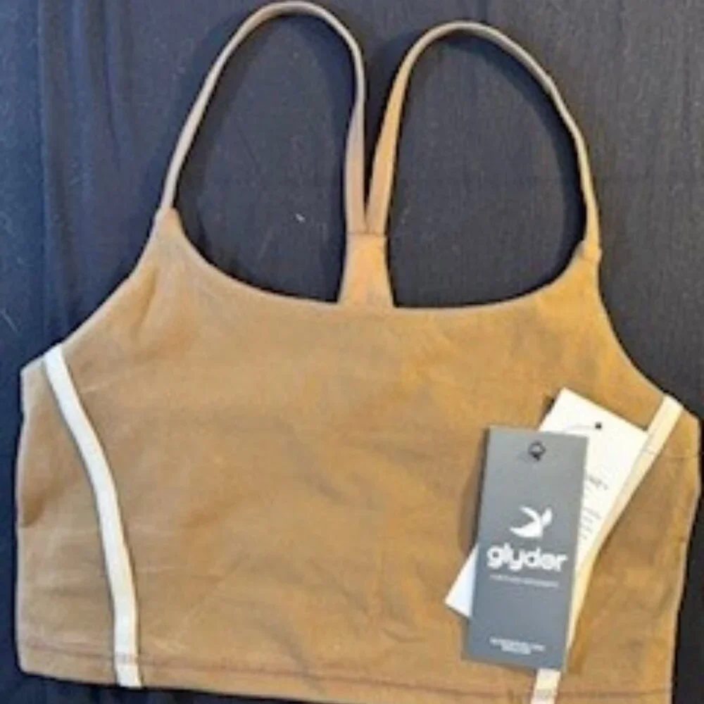 Glyder APEX Sports BRA- Chocolate Brown with oat milk stripe  - NWT - Picture 4 of 6